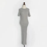 Zingj Chic Summer French Elegant Temperament Slim Thin Long Short Sleeve Wrapped Hip Knit Dress