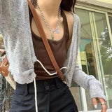 Grunge Aesthetic T-shirt Women Lace Up Two Piece Tops Y2k Streetwear Korean Style Vintage T Shirt Summer Spring
