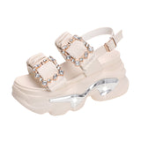 Celebrity Ins Tidal Platform Platform Sandals Female Summer 2025 New Korean Version Of A Word Button Dew Toe Sports