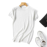 Lurex 2021 Spring Summer O Neck Mix Color Patchwork Sweater Women Casual Short Sleeve Pullover Knit Jumper Korean