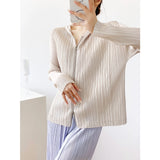 Folded 2025 Summer Folding New Zipper Open-Shirt Solid Color High-End Feel Wrinkled Top Shirt