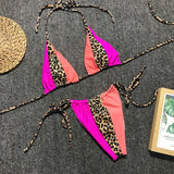 Zingj Hot Style Ladies Split Swimsuit Simple Leopard Print Stitching Bandage Sexy Swimsuit Bikini