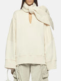 Zingj 2024 New Korean Version Of Women's Hoodie Fashion Casual Wind Loose Scarf Collar Niche Design Sense Top