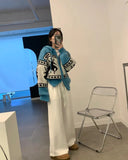 Deer Jacquard Hooded Knitting Zipper Cardigan- Outfit
