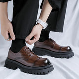 Zingj Shoes Male Hot Style Retro Derby Shoes Advanced Sense Of Niche Design Increased British College Wind Small Leather Shoes