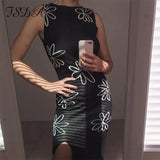 2021 O Neck Knitted Bodycon Dress Women Summer Split Backless Sleeveless Beach Sexy Midi Party