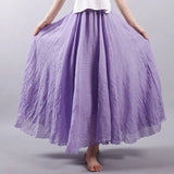 2020 Summer Women Skirt Linen Cotton Vintage Long Skirts Elastic Waist Boho Beige Pink Maxi Skirts Faldas
