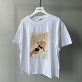 Fashion Bikini Girls Printing T-shirts Summer Tops Tees Woman Shorts Sleeve Loose Cotton Tops Boho Style Character