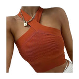 Women's Mb Sexy Cross-Hanging Neck Knitting Short Outer Wear Inside The Bottom Sling Sling Vest