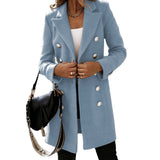 Autumn And Winter Long Sleeve Suit Collar Double Buckle Collar Buckle Coat Double Buckle Suit