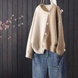 cardigan loose all-match irregular sweater jacket women spring and autumn long-sleeved v-neck leisure