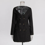 French Small Fragrant Wind Shoulder Shoulder Thin Suit Dress 2025 New Double Buckle Coarse Flowers And Short Dress