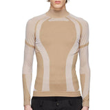 Men Tight Tee Streetwear New Arrival Long Sleeve Basic Tops Clothes Fashion Stand Collar Slim Patchwork Pullover