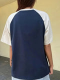 retro letter print top with raglan