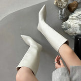New 2025 New Pointed Thin White High Tube Knight Boots But Knee Sleeve Fashion