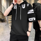 New Men's T-Shirt Top Breathable Stitching Men's Cotton Short-Sleeved Loose Round Neck Hong Kong Style Men's