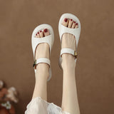 Female Summer Outside Wear 2025 New Flat Bottom Leisure Beach Shoe Cover Toe Sandals Fairy Wind Word