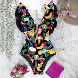 Sexy One Piece Swimsuit Women Swimwear Push Up Monokini Ruffle Swim Suit Bathing Suit Summer Beach Wear