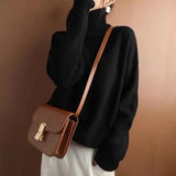 And Winter Sweater Women's High-Necked Hooded Ragged Sweater With A Solid Color Loose Lazy Bottom