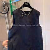New Chinese Jacquard Pendant Black Satin Vest A-Shaped Dress For Children In Spring