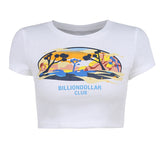 2024 Round Collar Print Hottie Short-Sleeved T-Shirt Girl In Niche Summer Dress Short Casual