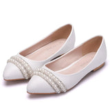 Wedding Shoes Crystal Shoes Wedding Dress Wedding Dress Comfortable Korean Version Of Tuxed Pearl Water Diamond Dinner White Women