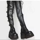 9.5Cm Thick Bottom Boots 2025 New Gothic Slope With Knee Boots Female Dark Temperament Hottie