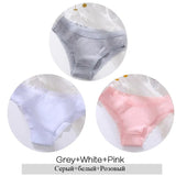 Women Lace Edge Cotton Briefs 3Pcs /Set Sexy Female Low-Rise Underpants Girl Seamless Intimate