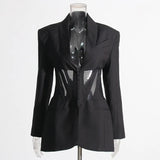 Advanced V-Neck Small Suit 2025 Summer New Temperament Design Girded Waist Splicing Coat