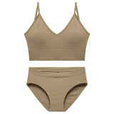 Lingerie Seamless Tops Set Low-waist Panties Women Wireless Underwear Suit Soft Padded Bras Set Backless Bralette