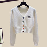 Zingj Summer Fashion Suit Female Net Red New Short Sweater Sweater With Sweatpants Casual Two Sets-Outfit