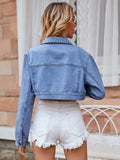 Jacket Women's New Short Loose Bat Sleeve Jacket Denim Jacket Women's High Waist Single Breasted Solid Short Jacket
