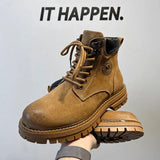 Zingj Men's Boots 2023 New Yellow Boobritish Vintage Outdoor Plush Martens