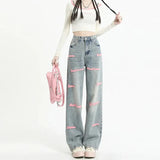 Waisted Straight Jeans For Y2k Women Streetwear Summer Korean Dongdaemun 2023 Femme Pants Baggy Blue Denim Trousers