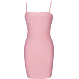 Dress 2022 New Women's Pink Bodycon Dress Elegant Sexy Mini Evening Club Party Dress High Quality Summer Outfits