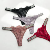 Style Sexy Thong Women's Diamond Underwear Sexy Lace Panties Low Waist Seamless Transparent G-String Female
