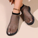Zingj 2023 New Style Round Head Low With Hollow Out Web Celebrity Diamond Short Summer Sexy Large Size Women's