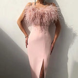 Sleeveless Bodycon Long Vest Dress Spring Summer Fashion Women Dresses Elegant Feather Patchwork Sequins Solid Party
