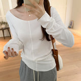 Girls' Long-Sleeved T-Shirt Women's New Solid-Color Bottomed Shirt With A Slim And Slim Design