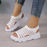 Zingj Weaving Sandals Women's 23 Summer New Large-Size Fashionable Fishmouth Mesh Sports Sandals Thick-Soled
