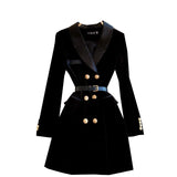 Zingj Sister Winter Dress 2023 New Ladies' Suit Collar Temperament British Style Double-Breasted Velvet