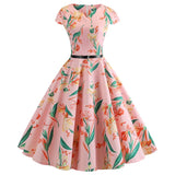 Women Summer Dress Vintage Floral Print Rockabilly Dress Robe Femme Sundress Vestidos 2022 Polka Dot Party