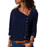 Blouse 2019 Fashion Long Sleeve Women Blouses and Tops Skew Collar Solid Office Shirt Casual Tops Blusas Chemise