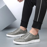 Zingj Men's Plus Size Board Shoes Fashion Trend Breathable Leather Shoes Casual Shoes Lace Up Single Shoes Korean Men's