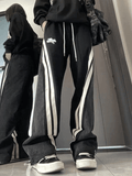 Patchwork Striped Baggy Boyfriend Jeans- Outfit