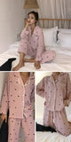 Solid Pajama Sets Women Simple V-neck Long Sleeve Homewear M-3XL Casual Breathable Loose Single Breasted Pyjamas