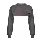 Sexy T Shirt Women Front Big Hollow Long Sleeve Tee Cloak Pullover T-shirt And Matching Set Slim Crop Tops