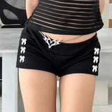 Zingj Velcro Belt Low Waist Black Jeans Spring And Summer New Hot Girls Tight Show Skinny Short Shorts