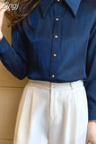 Silk Women Shirts Satin Blouses Women Long Sleeve Shirts Tops Woman Silk Shirt Tops Woman Peter Pan Collar Satin