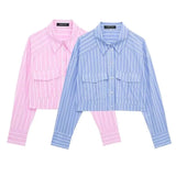New Casual Loose Striped Short Style Shirt